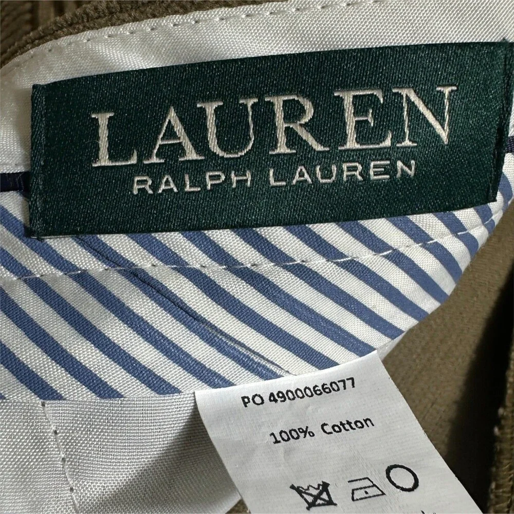 Vintage RALPH LAUREN Corduroy Pant Men 38X30 Pleated and Cuffed Chino Brown